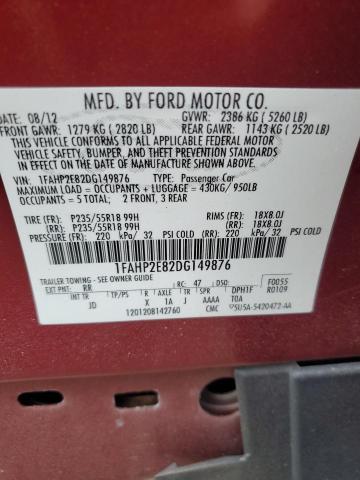 1FAHP2E82DG149876 | 2013 Ford taurus sel