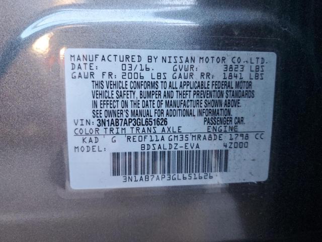 2016 NISSAN SENTRA S 3N1AB7AP3GL651626