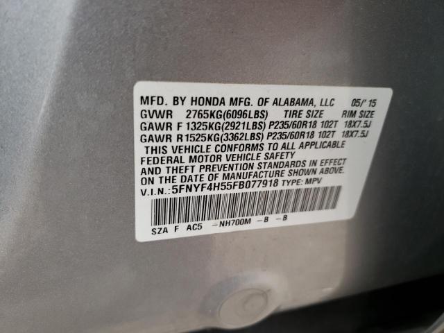 2015 HONDA PILOT EXL - 5FNYF4H55FB077918