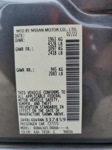2022 NISSAN ALTIMA SV - 1N4BL4DV4NN337459