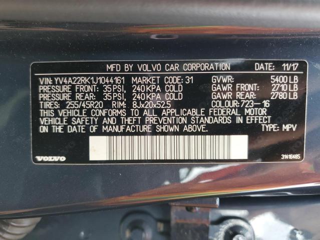 2018 VOLVO XC60 T6 MO YV4A22RK1J1044161