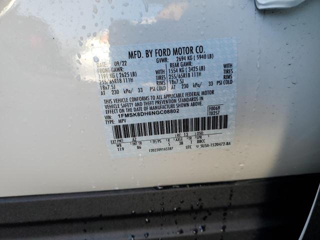 2022 FORD EXPLORER X 1FMSK8DH6NGC08802
