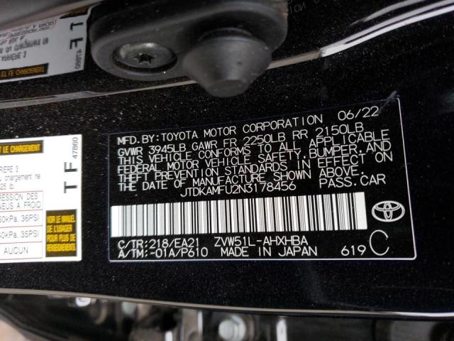 2022 TOYOTA PRIUS NIGH - JTDKAMFU2N3178456