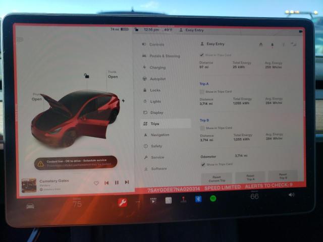 7SAYGDEE7NA020314 Tesla Model Y