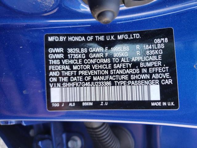 2018 HONDA CIVIC SPOR SHHFK7G46JU233386
