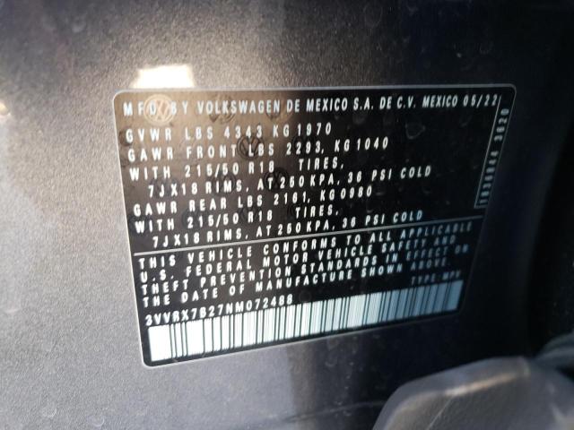 2022 VOLKSWAGEN TAOS SE - 3VVRX7B27NM072488