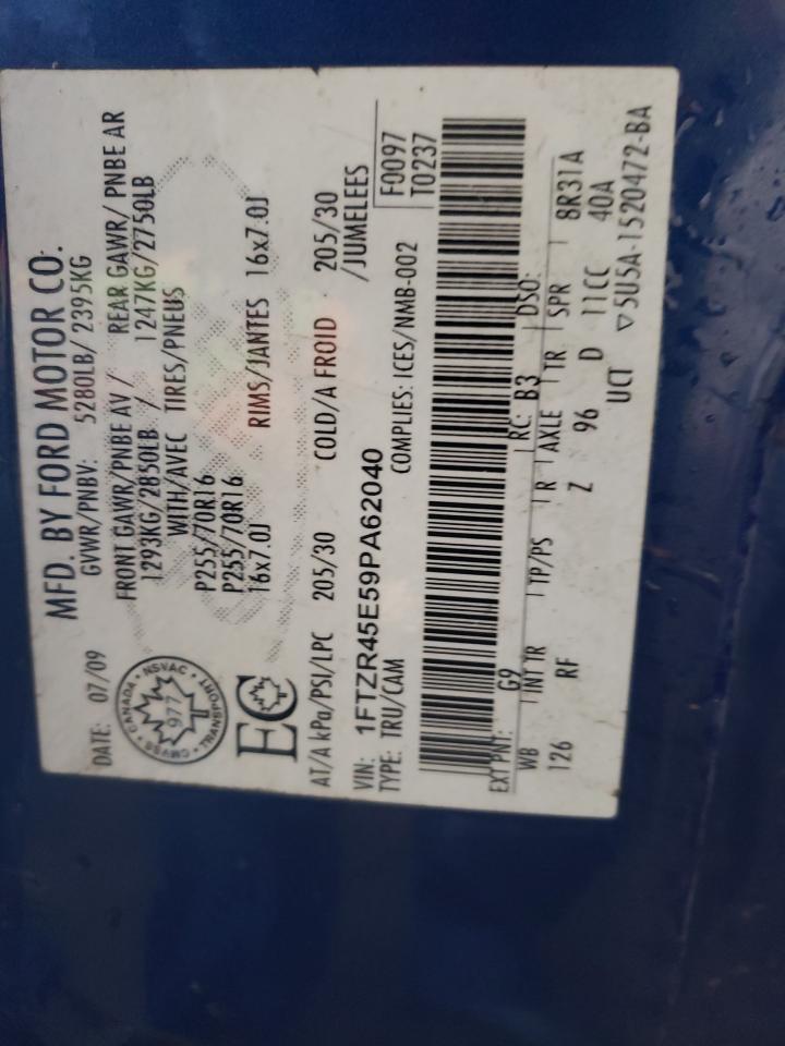 1FTZR45E59PA62040 2009 Ford Ranger Super Cab 1FTZR45E59PA62040 2009 Ford Ranger Super Cab
