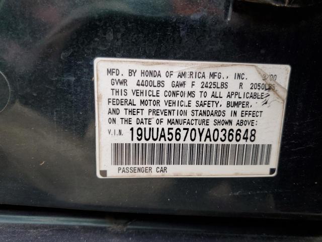 2000 ACURA 3.2TL VIN: 19UUA5670YA036648