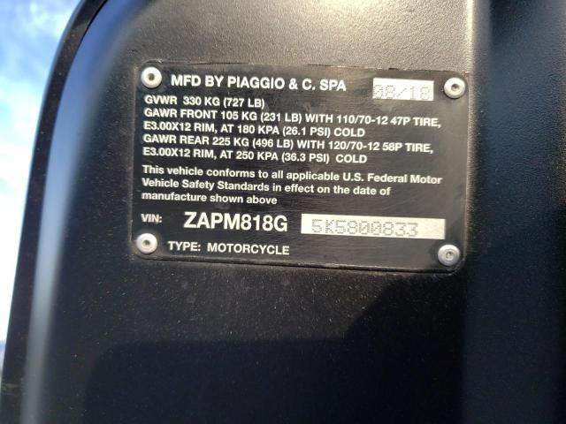 2019 VESPA PRIMAVERA ZAPM818G5K5800833