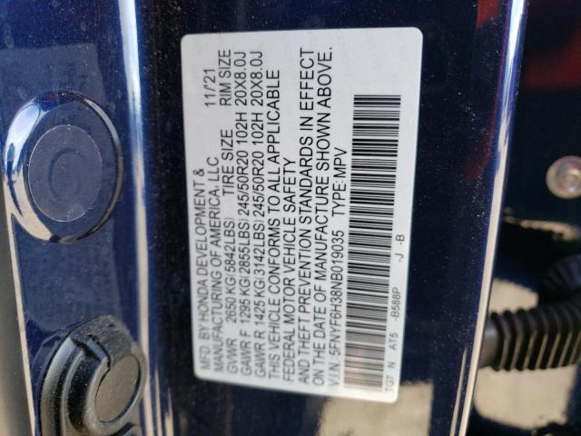 2022 HONDA PILOT SPOR - 5FNYF6H38NB019035
