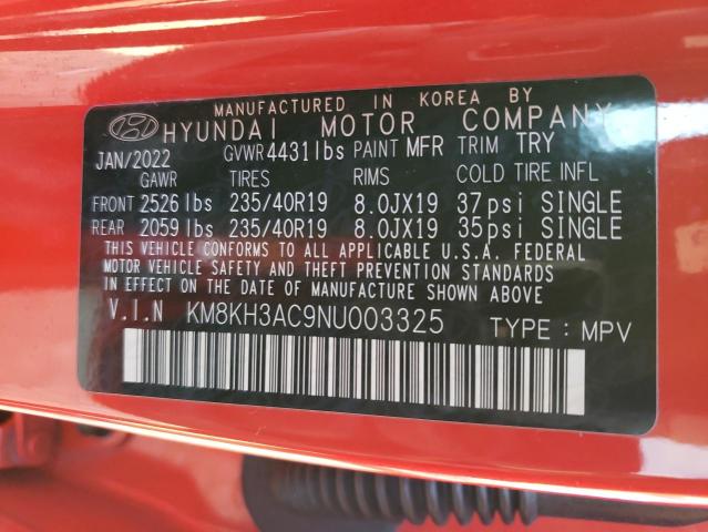 2022 HYUNDAI KONA N BAS KM8KH3AC9NU003325