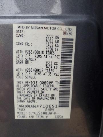 1N6ED0EA6LN710651 Nissan FRONTIER S
