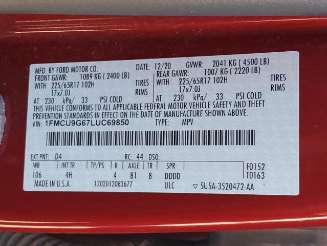 VIN 1FMCU9BZ2MUB17865 2021 Ford Escape, Se Hybrid no.14