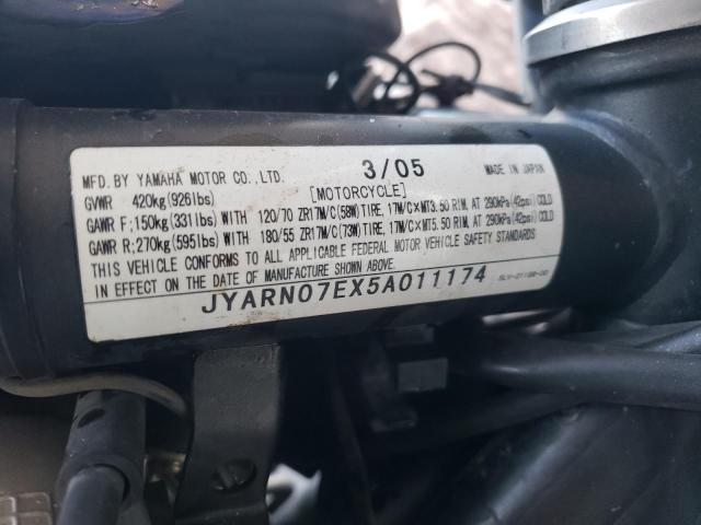 2005 YAMAHA FZS10 JYARN07EX5A011174