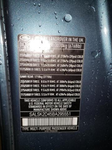 SALSK2D45BA295551 Land Rover Range Rover Sport Lux