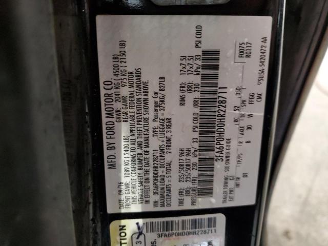 2017 FORD FUSION SE - 3FA6P0HD0HR228711