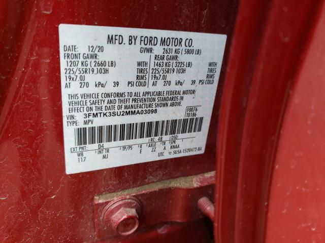 2021 FORD MUSTANG MA - 3FMTK3SU2MMA03098