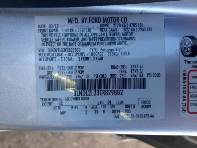 3LNDL2L33CR829882 Lincoln MKZ