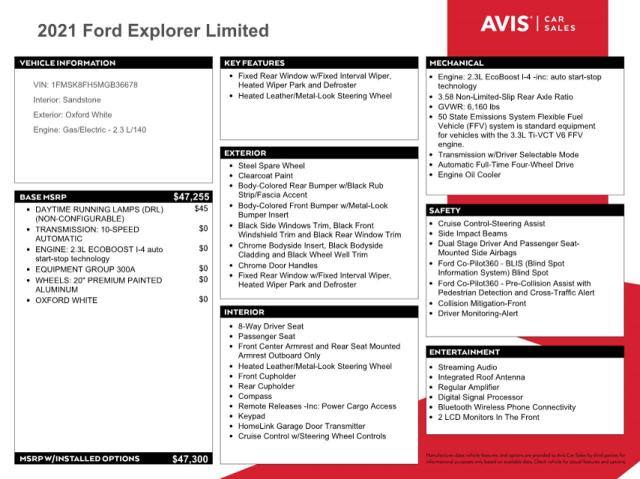 2021 FORD EXPLORER L - 1FMSK8FH5MGB36678