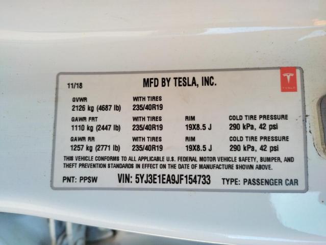 5YJ3E1EA9JF154733 Tesla MODEL 3