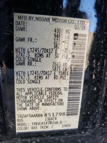 2019 NISSAN NV 3500 - 5BZAF0AA6KN851798