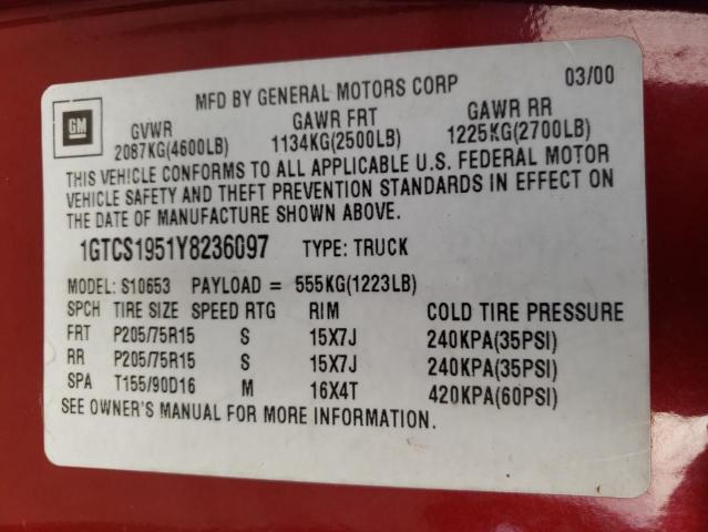 1GTCS1951Y8236097 GMC Sonoma