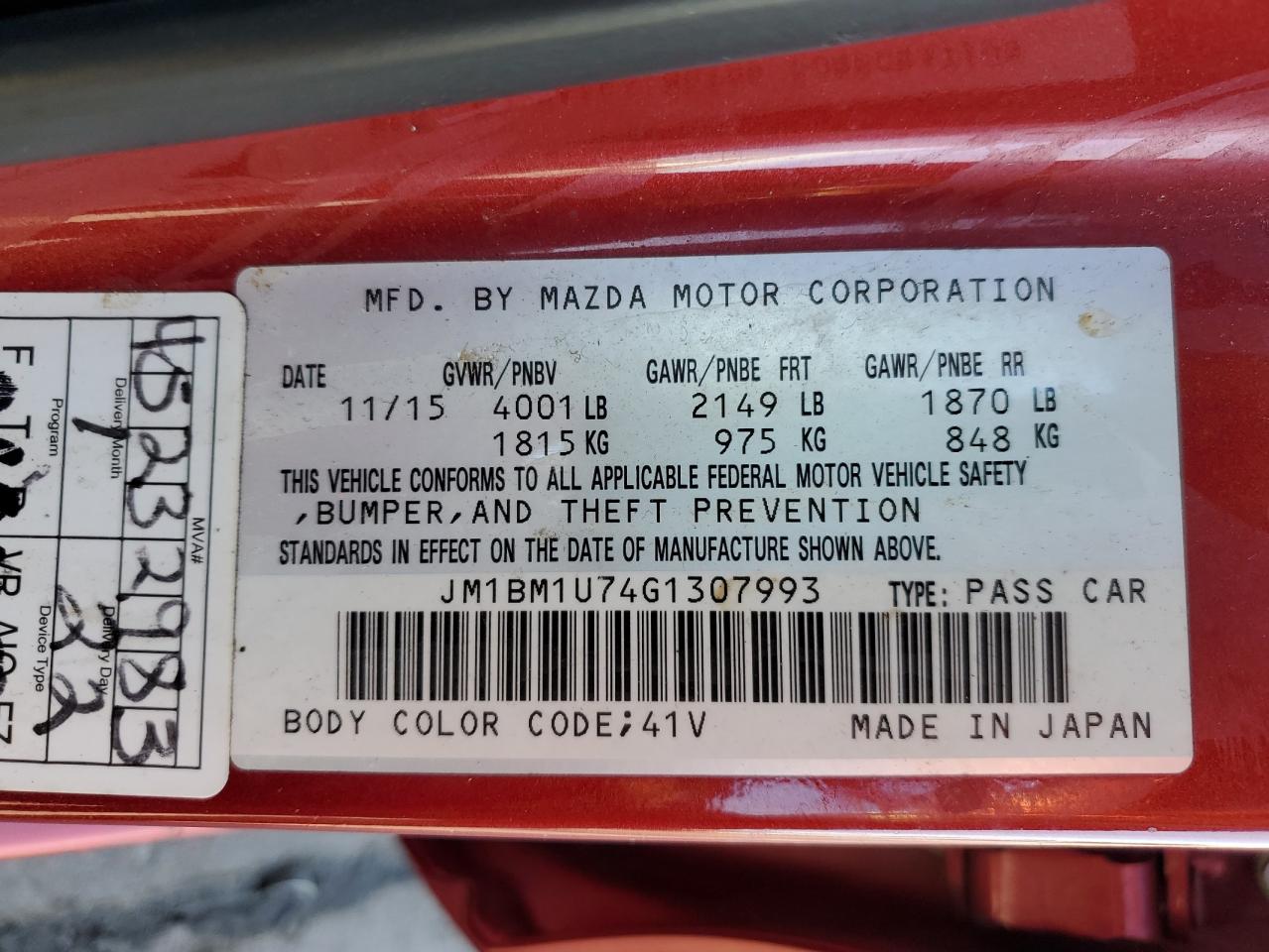 2016 Mazda 3 Sport vin: JM1BM1U74G1307993