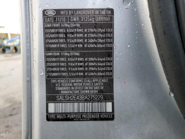 SALSH2E43BA275229 Land Rover Range Rover Sport Sc