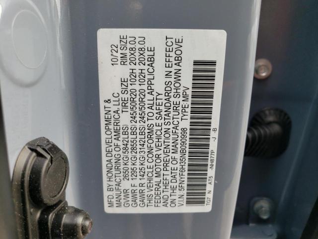 2022 HONDA PILOT - 5FNYF6H35NB090998