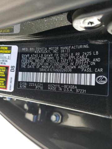 2022 LEXUS ES 300H BA 58AEA1C14NU026036