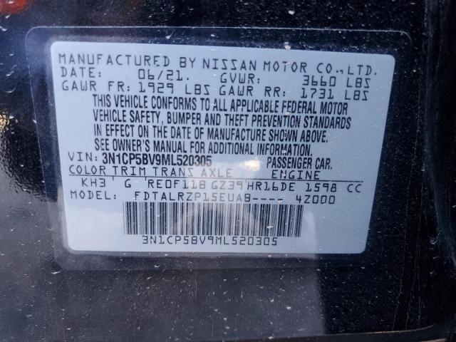3N1CP5BV9ML520305 Nissan KICKS S