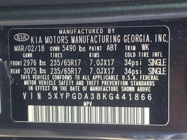 5XYPGDA38KG441866 KIA SORENTO L