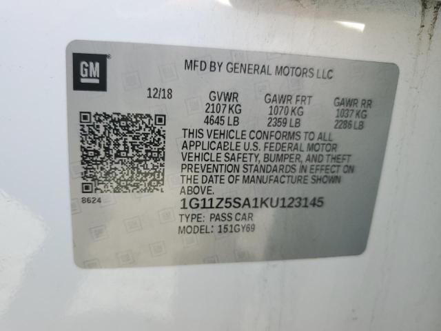 2019 CHEVROLET IMPALA LT - 1G11Z5SA1KU123145