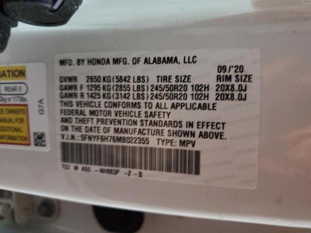 VIN 5FNYF6H76MB022355 2021 HONDA PILOT no.14