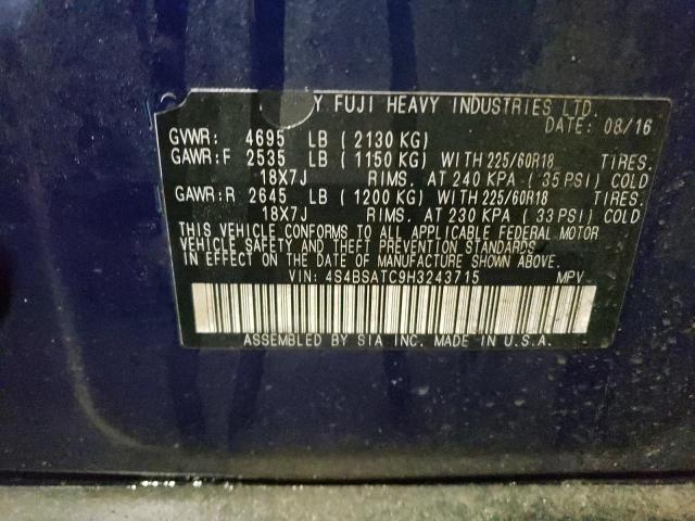 2017 SUBARU OUTBACK TO - 4S4BSATC9H3243715