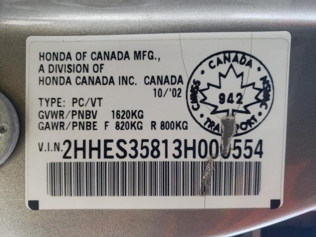 2HHES35813H000554 Acura 1.7el Premium