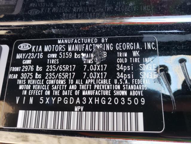 5XYPGDA3XHG203509 KIA SORENTO LX