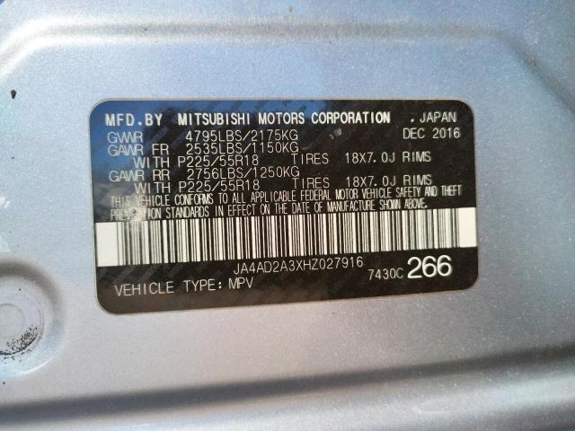 JA4AD2A3XHZ027916 Mitsubishi Outlander Es