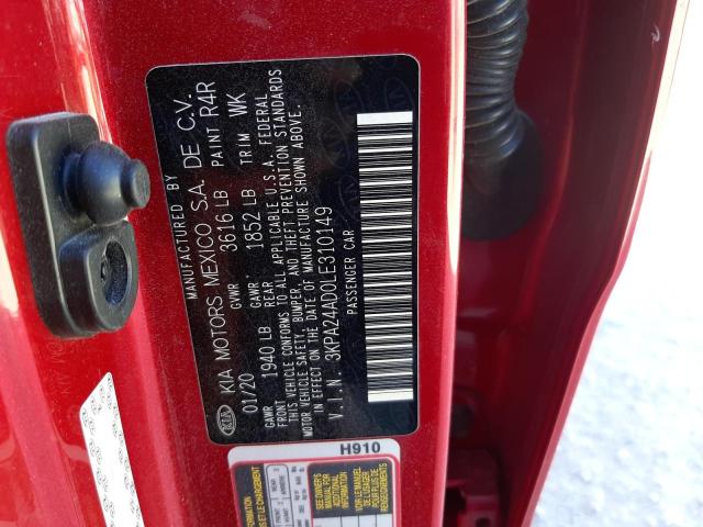 3KPA24AD0LE310149 KIA RIO LX