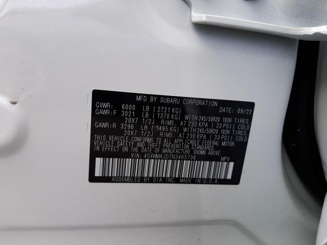 2022 SUBARU ASCENT ONY 4S4WMAJD7N3465706