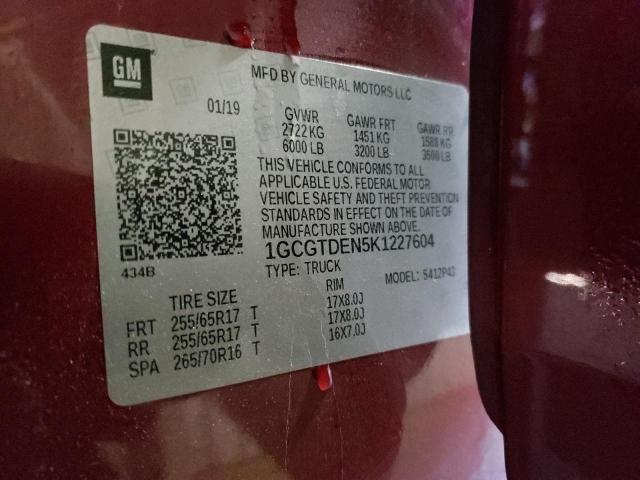 2019 CHEVROLET COLORADO Z - 1GCGTDEN5K1227604