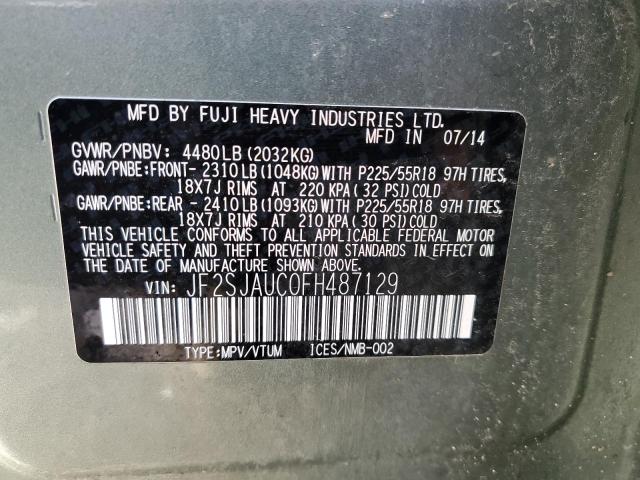 2015 SUBARU FORESTER 2 - JF2SJAUC0FH487129