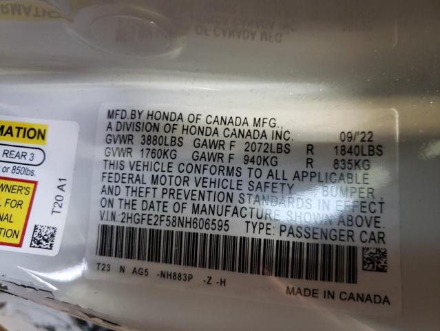 2022 HONDA CIVIC SPOR - 2HGFE2F58NH606595