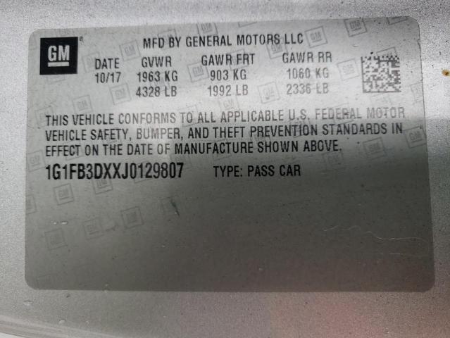 2018 CHEVROLET CAMARO LT - 1G1FB3DXXJ0129807
