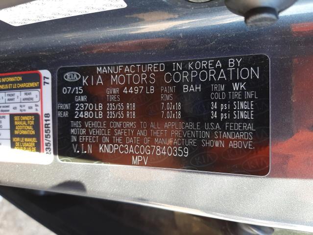 2016 KIA SPORTAGE E - KNDPC3AC0G7840359