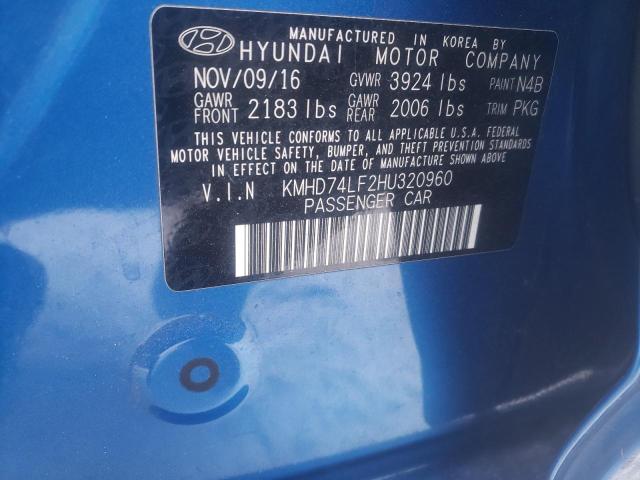 KMHD74LF2HU320960 Hyundai ELANTRA SE