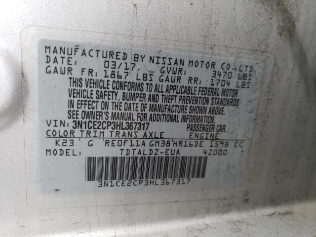 2017 NISSAN VERSA NOTE 3N1CE2CP3HL367317