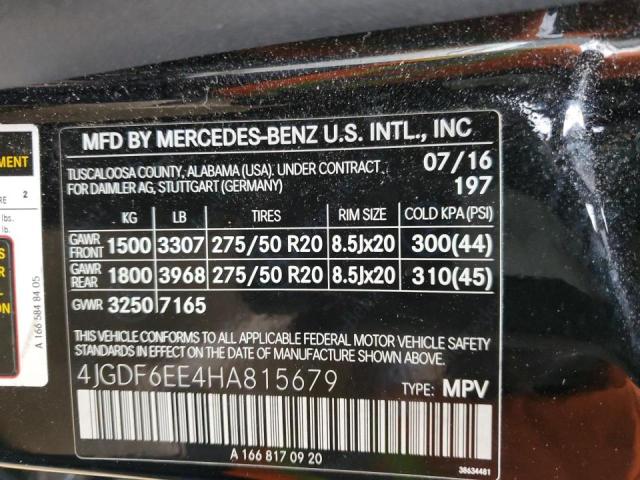 2017 Mercedes-Benz Gls 450 4Matic VIN: 4JGDF6EE4HA815679 Lot: 37206393