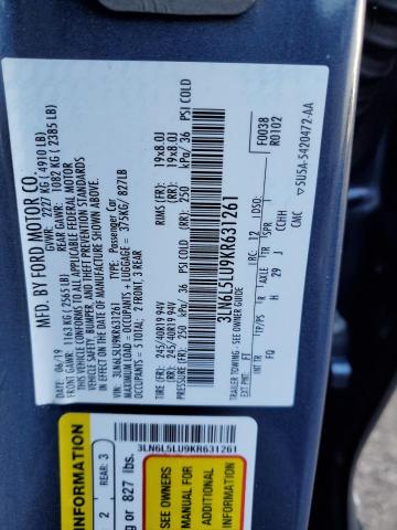 3LN6L5LU9KR631261 Lincoln Mkz Reserve I