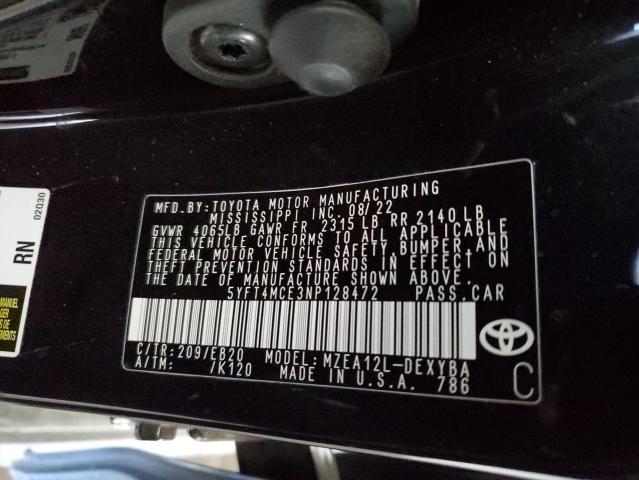 2022 TOYOTA COROLLA XS - 5YFT4MCE3NP128472